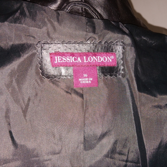 JESSICA LONDON OPEN LEATHER JACKET SZ 16 - Picture 10 of 10